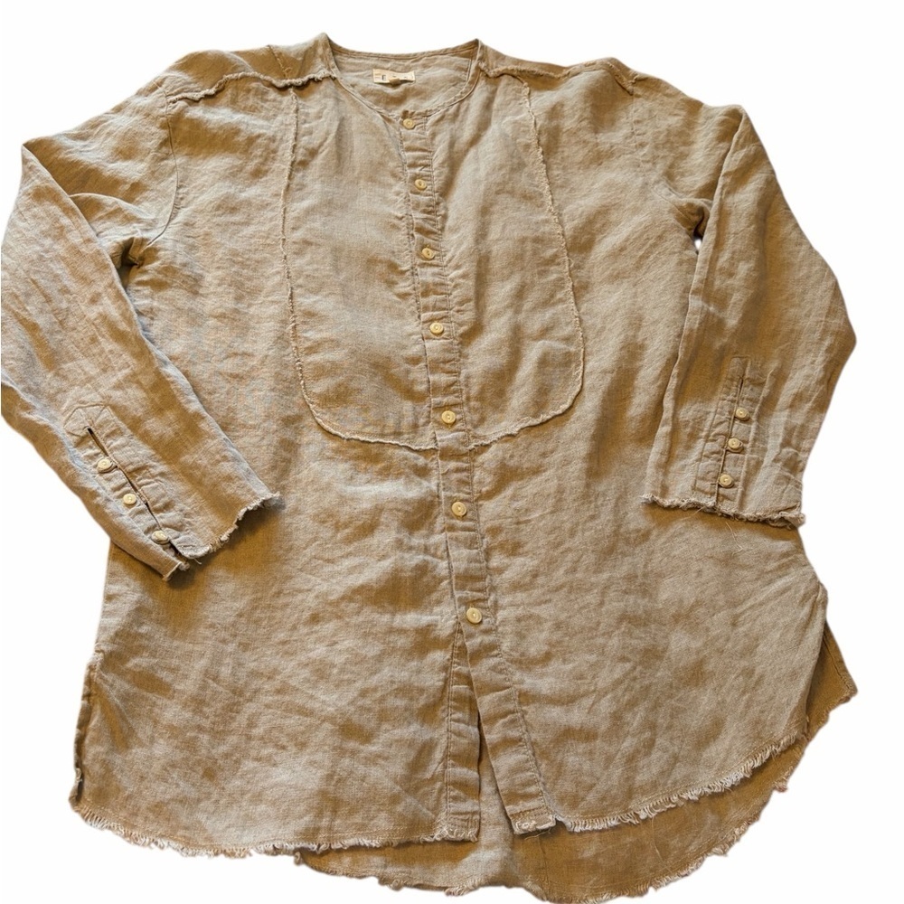 ETA 100% Linen Men’s Button Down shirt-raw hem-Size Small-Oversized - Picture 2 of 10